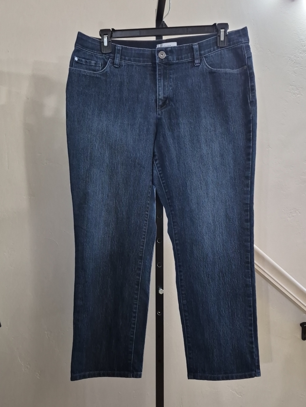 CJ Banks Straight Leg Jeans in Dark Blue Wash Size 16W Petite